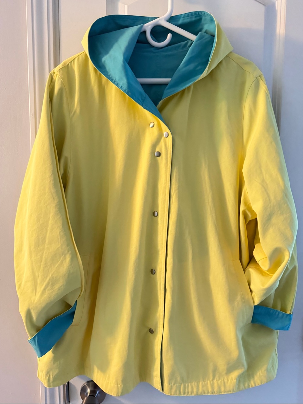 Larry Levine Yellow & teal  reversible rain jacket